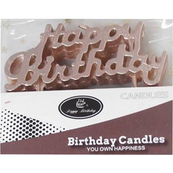 Κεράκι γενεθλίων Happy Birthday 3,5x8εκ. σε ροζ χρυσό