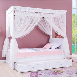 Παιδικό κρεβάτι ημίδιπλο με ουρανό Reyna (Για Στρώμα 1.20 Χ 2.00) Χρώμα Λευκό