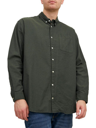 Jack & Jones Ανδρικό Πουκάμισο Βαμβακερό Μακρυμάνικο Κανονική Γραμμή Χακί 12190444