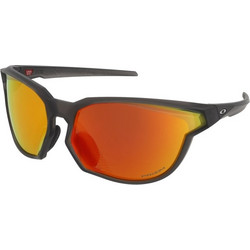 Oakley OO 9227 03 Αθλητικά Γυαλιά Ηλίου Πολυγωνικά Κοκάλινα Μαύρα με Πορτοκαλί Καθρέπτη Φακό