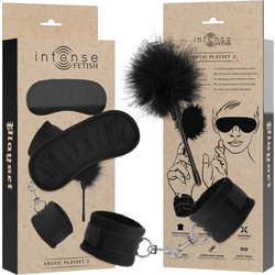Intense Fetish Handcuffs + Blind Mask + Tickler BDSM Set