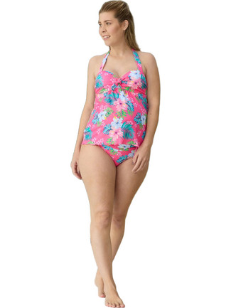γυναικείο μαγιό tank top εγκυμοσύνης ροζ tropical flowers