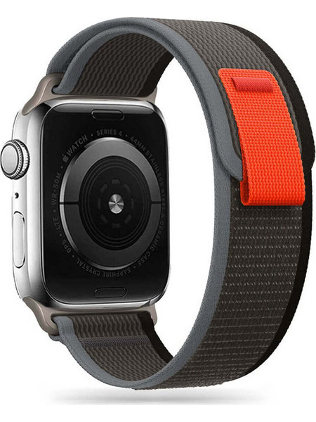 Tech-Protect Nylon Λουράκι Υφασμάτινο Black / Orange (Apple Watch 42 / 44 / 45mm)