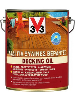 V33 Decking Λάδι Εμποτισμού Ξύλου Έτοιμο προς Χρήση Ματ Τικ 2.5lt