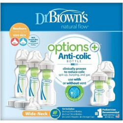 Dr. Brown's Options+ Σετ Πλαστικά Μπιμπερό με Θηλή Σιλικόνης κατά των Κολικών 0m+ 3x270ml + 2x150ml + 2xΘηλές + 2xΠώματα Αποθήκευσης Ταξιδιού