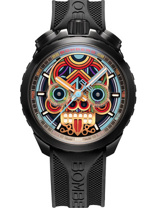 Bomberg BOLT-68 Ανδρικό Ρολόι Χρονογράφος με Μαύρο Καουτσούκ Λουράκι BS45CHPBA.MAYA-4.11