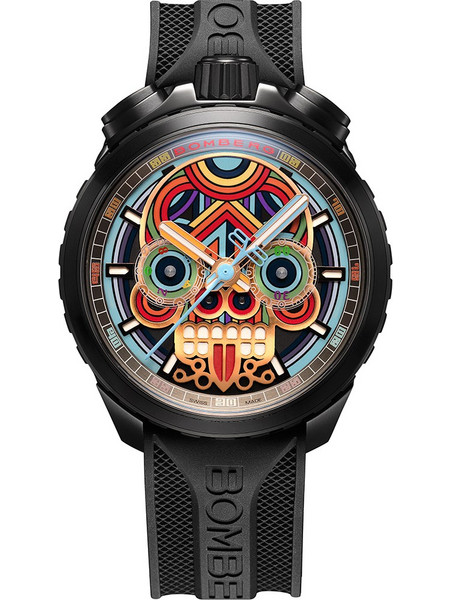 Bomberg BOLT-68 Ανδρικό Ρολόι Χρονογράφος με Μαύρο Καουτσούκ Λουράκι BS45CHPBA.MAYA-4.11