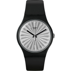 Swatch Silver Shield Γυναικείο Ρολόι με Μαύρο Καουτσούκ Λουράκι SUOB172