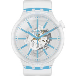 Swatch Blueinjelly Γυναικείο Ρολόι με Λευκό Καουτσούκ Λουράκι SO27E105