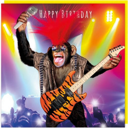 ΕΥΧ.ΤΕΤΡ.ΚΑΡΤΑ ΡΟΚ ΧΙΜΠΑΤΖΗΣ HAPPY BIRTHDAY ΜΕ ΚΟΚΚΙΝΑ ΜΑΛΛΙΑ