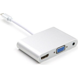 Type C to HDMI +VGA +3.5mm Audio 3 in 1 Adapter