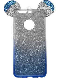 Back Cover Σιλικόνης Glitter Ears As Mickey Μπλε iPhone 6 plus