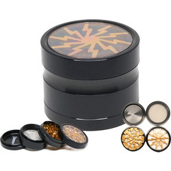Τρίφτης καπνού AMSTERDAM ROSE GOLD BLACK JK07 MIX ALUMINUM 4 parts 60mm με παράθυρο