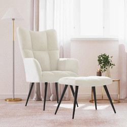vidaXL Πολυθρόνα Relax με Υποπόδιο Βελούδινη Λευκή 328093