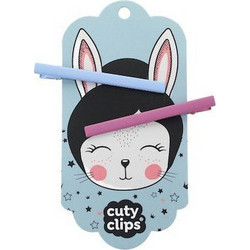 Cuty Clips Moon Rabbit No1 Παιδικά Τσιμπιδάκια Μαλλιών Ροζ/Μπλε 2τμχ