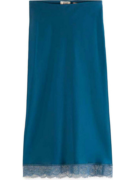 Scotch & Soda Μίντι Φούστα Σατέν Ψηλόμεση Pencil Πετρόλ 174755-6662