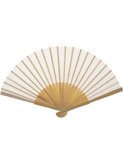 Βεντάλια μπαμπού (bamboo) Out Of The Blue μονόχρωμη 37x21 εκ. 1 τεμ. Άσπρο