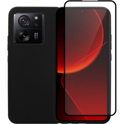 Vivid Set Silicone Matte Case με Τζαμάκι Black (Xiaomi 13T / 13T Pro)