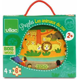 Παιδικό Puzzle Vilac Ξύλινο Ζωολογικός Κήπος 4x6 Κομμάτια
