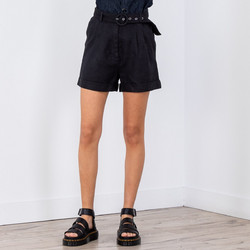 NA-KD Linen Γυναικείο Σορτς Λινό Ψηλόμεσο Μαύρο 1018-006859