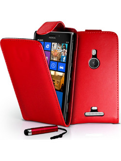 Nokia Lumia 925 Leather Flip Case Red (ΟΕΜ)