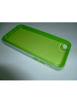 iphone 5C Πράσινη Θήκη Gel TPU με λευκό Πλαίσιο I5CTGCGWWF OEM