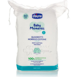 Chicco Baby Moments Soft Cotton Squares (0m+) - Μαντηλάκια από Μαλακό Βαμβάκι, 60τμχ. (02654-00)