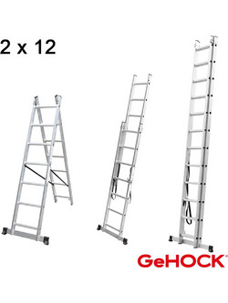 GeHOCK Διπλή Σκάλα Αλουμινίου 2x12 Σκαλοπάτια 59-010295212