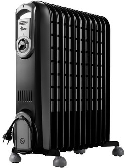 DeLonghi Vento V551225 Black Καλοριφέρ Λαδιού με 12 Φέτες 2500W