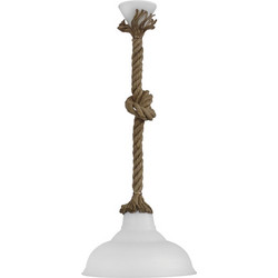 Heronia Lighting Κρεμαστό Φωτιστικό Οροφής με Σχοινί Μονόφωτο Λευκό 31-1172