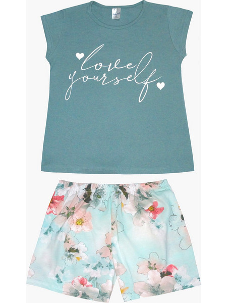 Pretty Baby Love Modal Παιδική Πιτζάμα Βαμβακερή Καλοκαιρινή Πετρόλ 63149