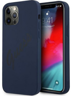 Guess Vintage Script Back Cover Blue (iPhone 12 / 12 Pro)