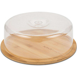 Τυριέρα Με Καπάκι Terrestrial 10-107-032 Φ28x10cm Natural-Clear Nava Πλαστικό,Bamboo