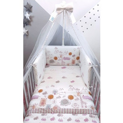 Baby Star Happy Animals Σετ Κούνιας White/Lilac 3τμχ