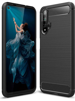 Techsuit Carbon Silicone - θήκη για Huawei nova 5T / Honor 20 - Μαύρο