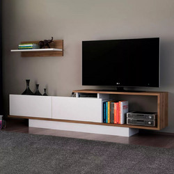 Megapap Έπιπλο Τηλεόρασης Ξύλινο Λευκό Μ180xΠ29.6xΥ45cm Novara GP042-0029,2
