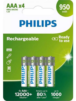 Philips Rechargeable AAA 950mAh 4τμχ