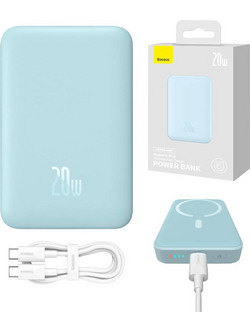 Baseus Magnetic Mini Wireless Magsafe Power Bank 10000mAh 20W με Θύρα USB-C Power Delivery Blue