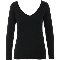 CROSSLEY W DEEP NECK LS T-SHIRT - BOUS-900 BLACK