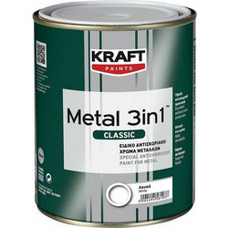 Kraft Paints Metal 3 in 1 Classic Αντισκωριακό Διαλύτου Μετάλλου Λευκό Gloss 0.75lt