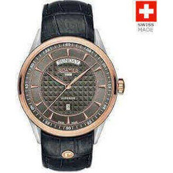 Roamer Superior Ανδρικό Ρολόι με Μαύρο Δερμάτινο Λουράκι R508293490505