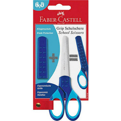 Faber-Castell σχολικό ψαλίδι με προστατευτικό κάλυμμα και ζώνη μαλακής λαβής Μπλε - 077181549