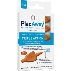 Plac Away Triple Action Μεσοδόντια Βουρτσάκια 0.45mm Πορτοκαλί 6τμχ