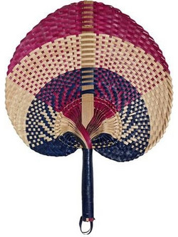 Bεντάλια Aπό Φύλλο Φοίνικα Palm Leaf Pοζ Mπλε Mικρή