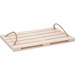 Ξύλινος Δίσκος Σερβιρίσματος 36 x 24 cm με Λαβές από Σχοινί Bakaji 8711252113074