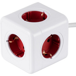TRAVEL PowerCube PRO Certified 79645 Πολύπριζο 5 Θέσεων με 1.5m Kαλώδιο - 5 Πρίζες Ασφαλείας Childproof EU Schuko AC 220-240V Μ7.5 x Π11.5 x Υ7.5 - Λευκό με Κόκκινο - Max Load 3680W/16A
