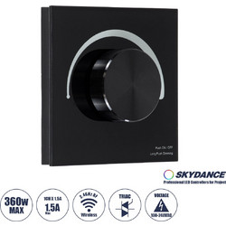 71455 S1-K SKYDANCE AC Smart RF 2.4Ghz & Ροοστάτη - Push ON/OFF Triac Dimming AC100-240V σε AC100-240V 1 x 1.5A 360W - Max 1.5A 360W - IP20 - Μαύρο Σώμα - Μ8.5 x Π8.5 x Υ5cm
