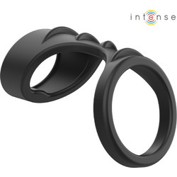 Intense Theo Double Penis Ring Model 3 Ελαστικό Δαχτυλίδι Πέους Σιλικόνης Μαύρο