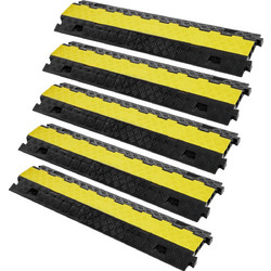 VEVOR 5 υπολογιστές Cable Protector Ramp, 2 Channel, 22000 lbs/axle Capacity Heavy Duty Wire Cover TPU Protector Ramp Ramp Driveway, Traffic Speed Bump with TPR Flip-Open Top Cover, για εσωτερικούς κα