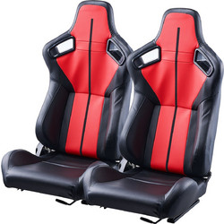 Ρυθμιζόμενη αγωνιστική καρέκλα VEVOR 2 Racing Seat με δέρμα PVC & Slider Q235B